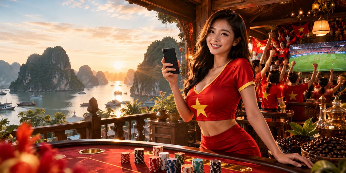 Người dùng tại Hạ Long nhâm nhi cà phê và kiểm tra tài khoản cược bóng đá